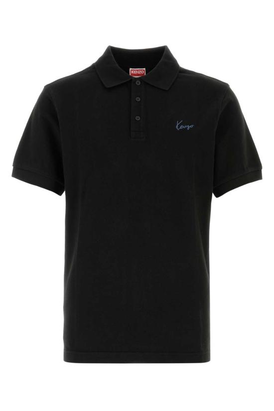 26FW 겐조 시그니처 엠브로이드 슬림 코튼 폴로 셔츠 FG65PO1554PU 99J BLACK