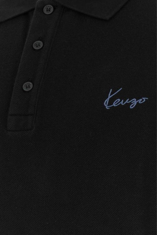 26FW 겐조 시그니처 엠브로이드 슬림 코튼 폴로 셔츠 FG65PO1554PU 99J BLACK - KENZO