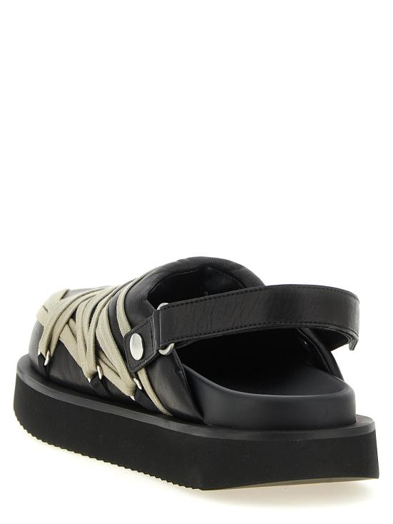 26FW 릭 오웬스 아키텍처럴 가죽 스트랩 샌들 RI339015BM BLACK - RICK OWENS