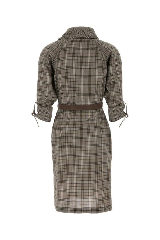 26SS 버버리 스카프 칼라 체크 울 드레스 8118175 C4507 BEIGE - BURBERRY
