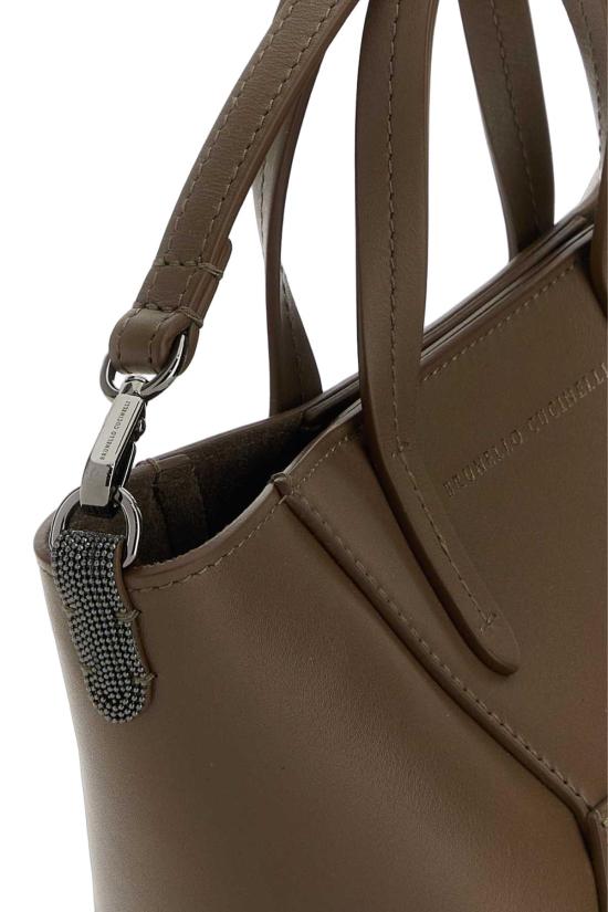 26SS 브루넬로 쿠치넬리 카프스킨 BC Duo 미니 백 모닐레 장식 MBXAD2675 C9357 BROWN - BRUNELLO CUCINELLI
