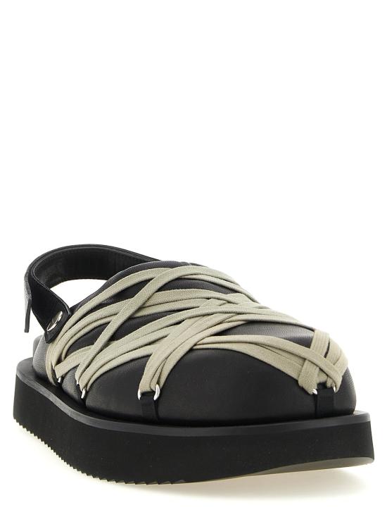26FW 릭 오웬스 아키텍처럴 가죽 스트랩 샌들 RI339015BM BLACK - RICK OWENS