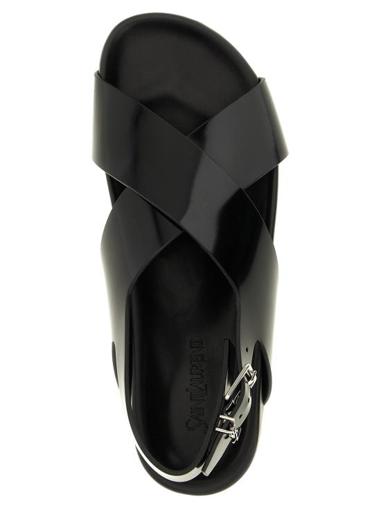 26FW 생로랑 글레이즈드 가죽 소재 헬리오스 샌들 SA341041BM BLACK - SAINT LAURENT