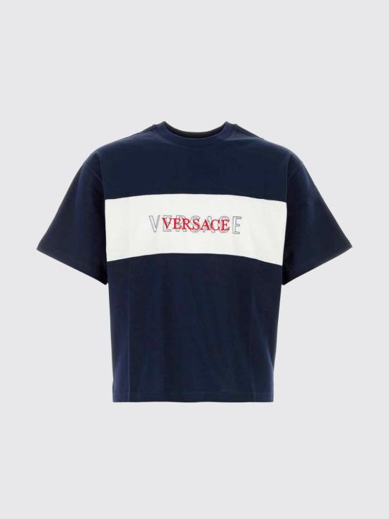 26FW 베르사체 반팔 티셔츠 10259441A18391 1UI20 Navy - VERSACE