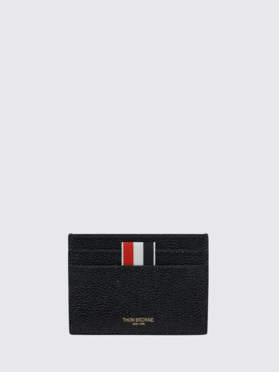 26FW 톰브라운 페블 그레인 레더 스트라이프 노트 카드 홀더 FAW035A00198 001 Black