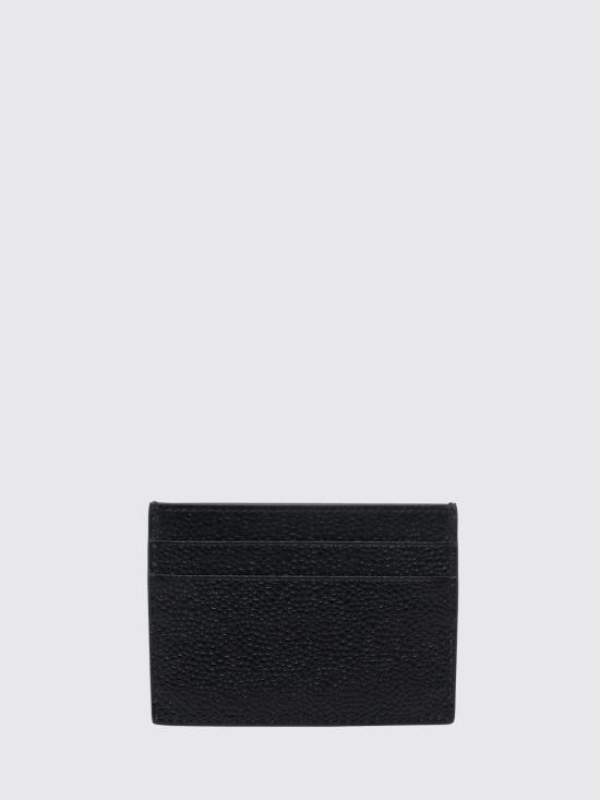 26FW 톰브라운 페블 그레인 레더 스트라이프 노트 카드 홀더 FAW035A00198 001 Black - THOM BROWNE
