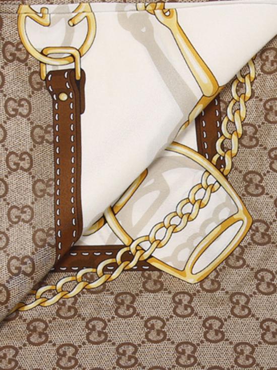 26FW 구찌 프린트 실크 크레이프 드 스카프 8742303G005 9965 Beige - GUCCI