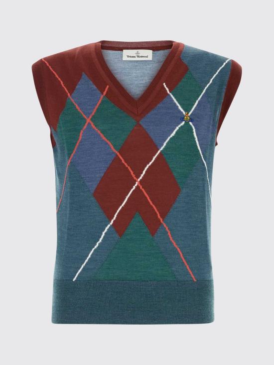 26FW 비비안웨스트우드 자카드 조끼 스웨터 자카드 조끼 스웨터 2701003BC00A0 O101 Multicolor - VIVIENNE WESTWOOD
