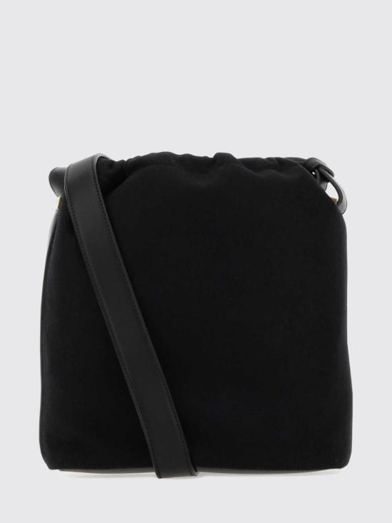 26FW 생로랑 자수 펠트 스무스 레더 리브 고시 레이스드 버킷백 710261FAAJ6 1055 Black - SAINT LAURENT