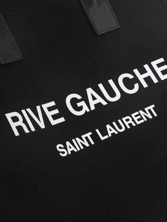 26FW 생로랑 프린티드 캔버스 레더 리브 고시 N/S 토트백 63253996N9E 1070 Black - SAINT LAURENT