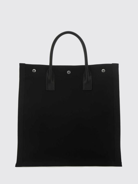 26FW 생로랑 프린티드 캔버스 레더 리브 고시 N/S 토트백 63253996N9E 1070 Black - SAINT LAURENT