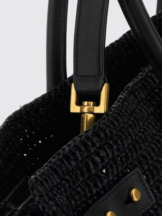 26FW 생로랑 삭 드 주르 미디움 서플 라피아 & 베지터블 탠 레더백 751499GAADY 1000 Black - SAINT LAURENT