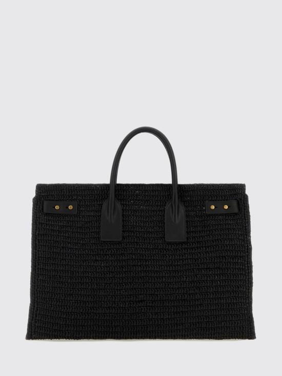 26FW 생로랑 삭 드 주르 미디움 서플 라피아 & 베지터블 탠 레더백 751499GAADY 1000 Black - SAINT LAURENT