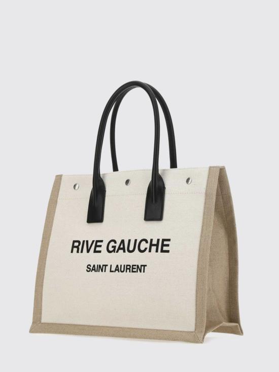 26FW 생로랑 캔버스 스무스 레더 리브 고쉬 라지 토트백 509415FAAVU 9054 Grey - SAINT LAURENT