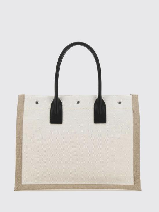26FW 생로랑 캔버스 스무스 레더 리브 고쉬 라지 토트백 509415FAAVU 9054 Grey - SAINT LAURENT