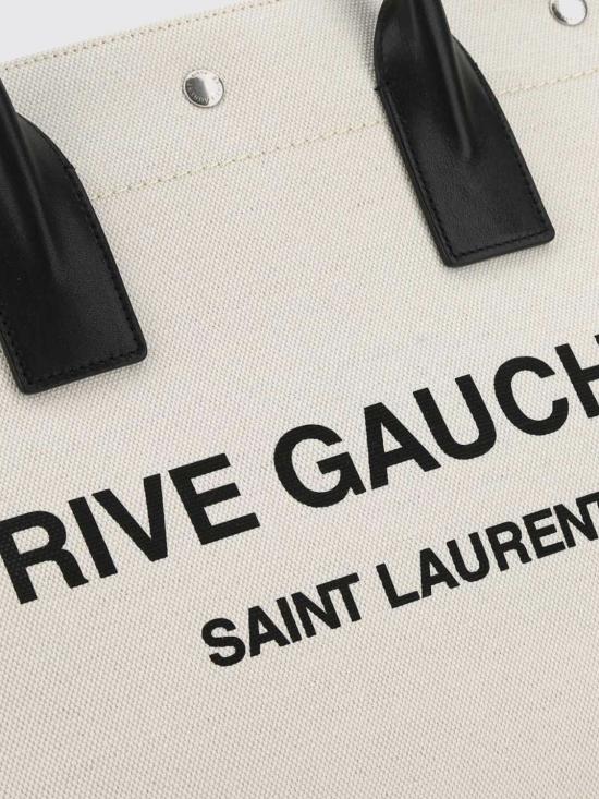 26FW 생로랑 캔버스 스무스 레더 리브 고쉬 라지 토트백 509415FAAVU 9054 Grey - SAINT LAURENT