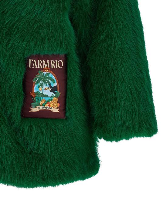 26FW 팜 리오 무스탕 인조 그래픽 패치 퍼 그린 - FARM RIO