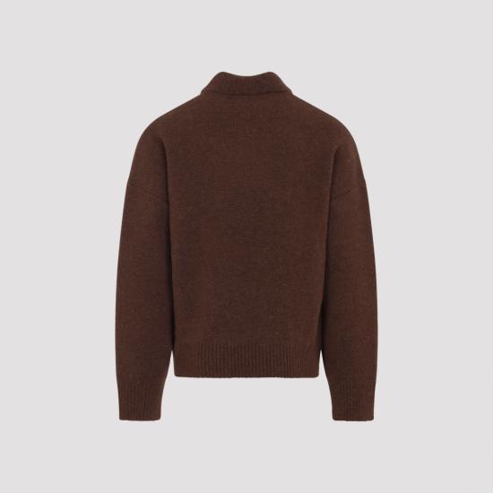 26FW 아미 ADC 알파카 폴로 스웨터 UPL408 KN0135 A362 CHOCOLATE BROWN OFF WHITE - AMI
