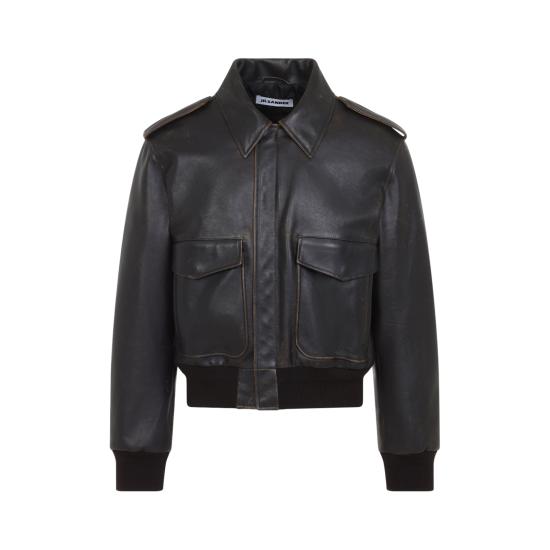 26FW 질샌더 가죽 자켓 J22SW0183 J07240 001 BLACK - JIL SANDER