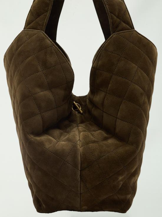 26FW 생로랑 다이아몬드 퀼팅 스웨이드 아이코닉 ICARE 미디엄 백 871494 GREEN - SAINT LAURENT