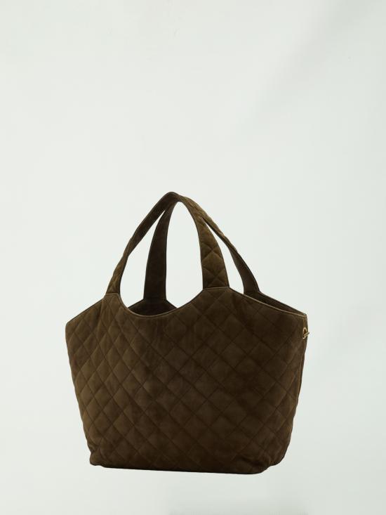 26FW 생로랑 다이아몬드 퀼팅 스웨이드 아이코닉 ICARE 미디엄 백 871494 GREEN - SAINT LAURENT