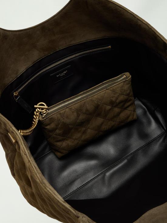 26FW 생로랑 다이아몬드 퀼팅 스웨이드 아이코닉 ICARE 미디엄 백 871494 GREEN - SAINT LAURENT