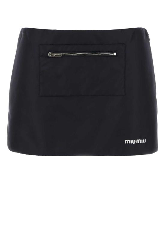 26SS 미우미우 테크니컬 가자르 및 플리스 스커트 MG2583SOOO181A F0008 BLACK