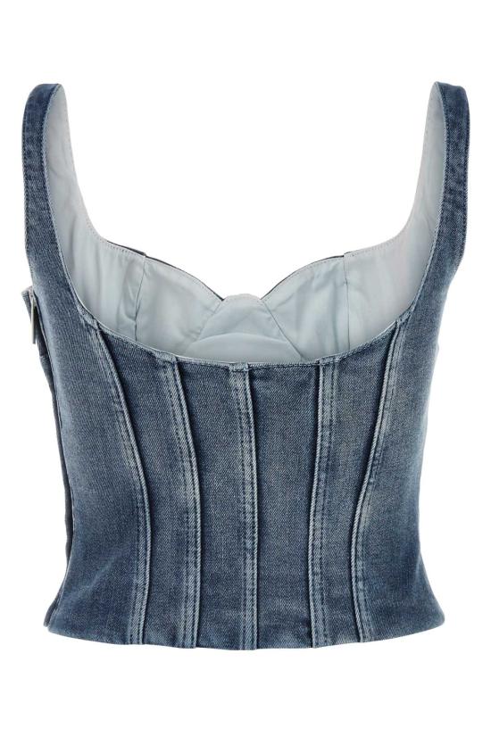  오프화이트 바디수트 티셔츠 OWYP007S24DEN001 4000 BLUE - OFF WHITE