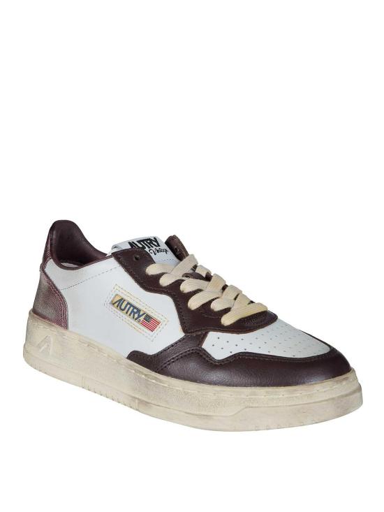 26FW 오트리 슈퍼 빈티지 메달리스트 로우 레더 스니커즈 AVLWSV62WHTHOTFUDPEO BROWN - AUTRY