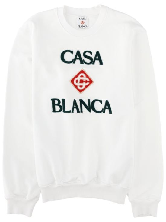 26FW 카사블랑카 탑 M PF26 JTP 293 03CASABLANCASTACKEDLOGO White