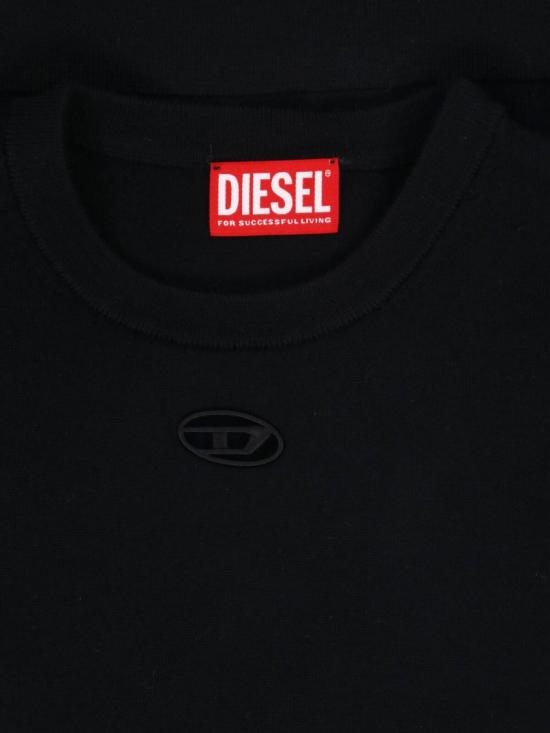 26FW 디젤 M 알리네사 컷아웃 로고 울 점퍼 A17498 0DCCH9XX Black - DIESEL