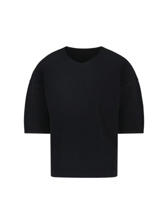 26FW 옴므 플리세 이세이 미야케 MC 메이 라운드 넥 숏슬리브 탑 HP68JK07315 Black