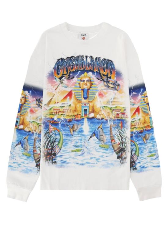26FW 카사블랑카 반팔 티셔츠 M PF26 JTS 062 03EGYPTASITWAS White