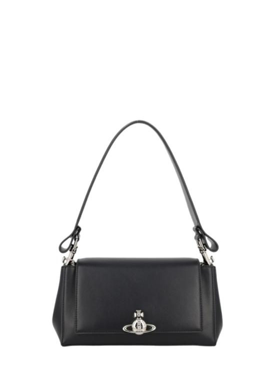 26FW 비비안웨스트우드 오르브 엠보싱 카프스킨 토트백 4602000WW S0026N401 Black