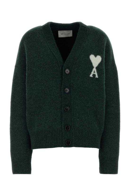 26FW 아미 빅 하트 로고 알파카 니트 가디건 UKC365KN0135 A279 Green