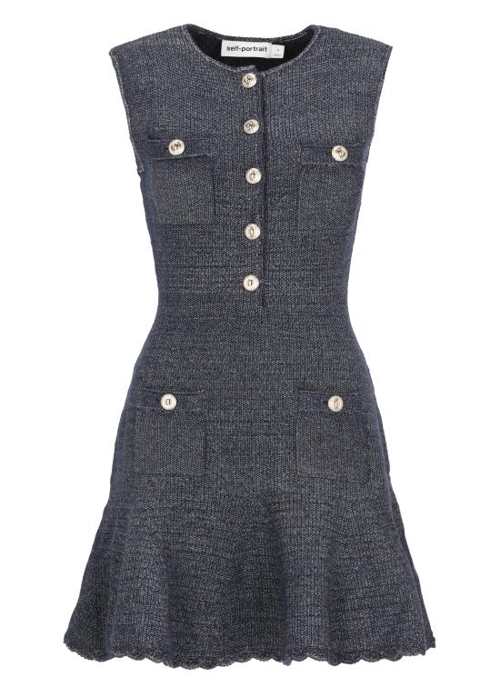 26FW 셀프 포트레이트 미디 원피스 AW26094SCN NAVY SLEEVELESS TEXTUREDNAVY Blue
