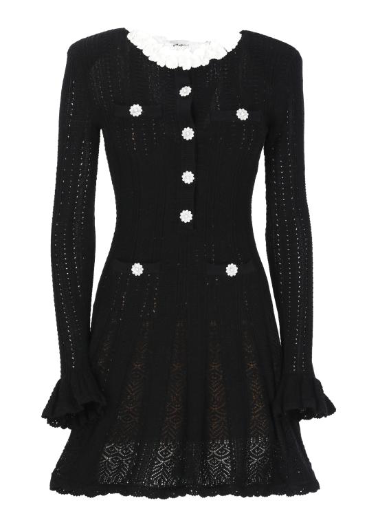 26FW 셀프 포트레이트 미디 원피스 AW26100SB BLACK FLOWER TRIMBLACK