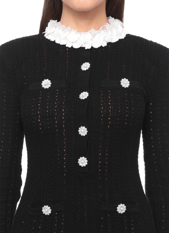 26FW 셀프 포트레이트 미디 원피스 AW26100SB BLACK FLOWER TRIMBLACK - SELF PORTRAIT