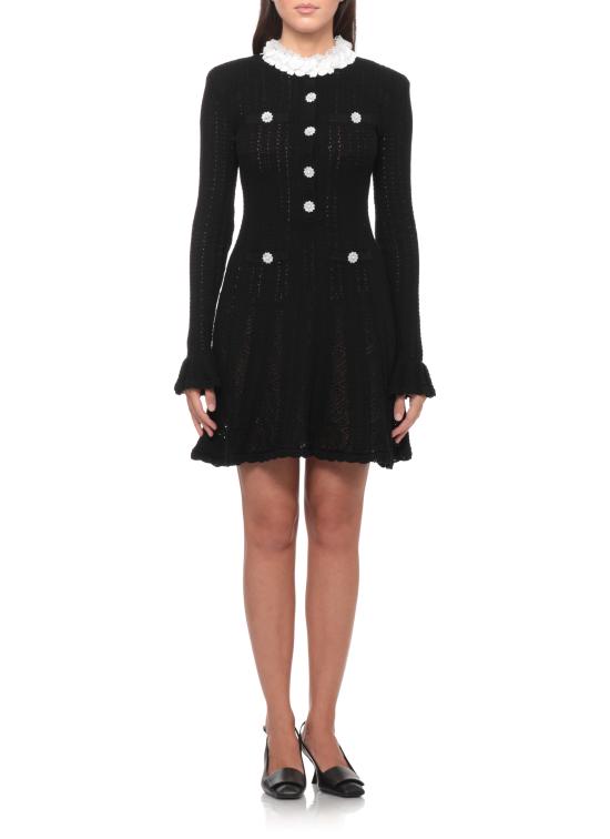 26FW 셀프 포트레이트 미디 원피스 AW26100SB BLACK FLOWER TRIMBLACK - SELF PORTRAIT