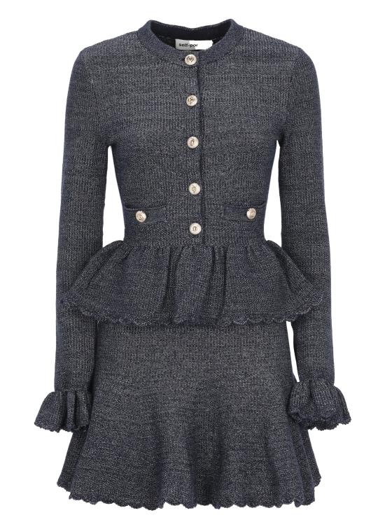 26FW 셀프 포트레이트 미디 원피스 AW26085SCN NAVY TEXTUREDNAVY Blue