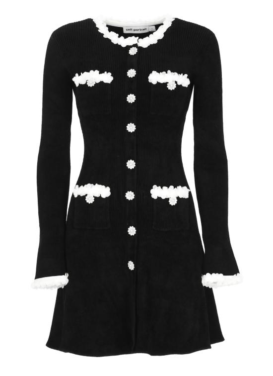 26FW 셀프 포트레이트 미디 원피스 AW26099SB BLACK CHENILLE KNIT FLOWERBLACK