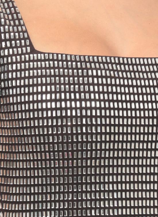 26FW 셀프 포트레이트 미디 원피스 AW26165SGR GREY RHINESTONE MESHGREY Black - SELF PORTRAIT