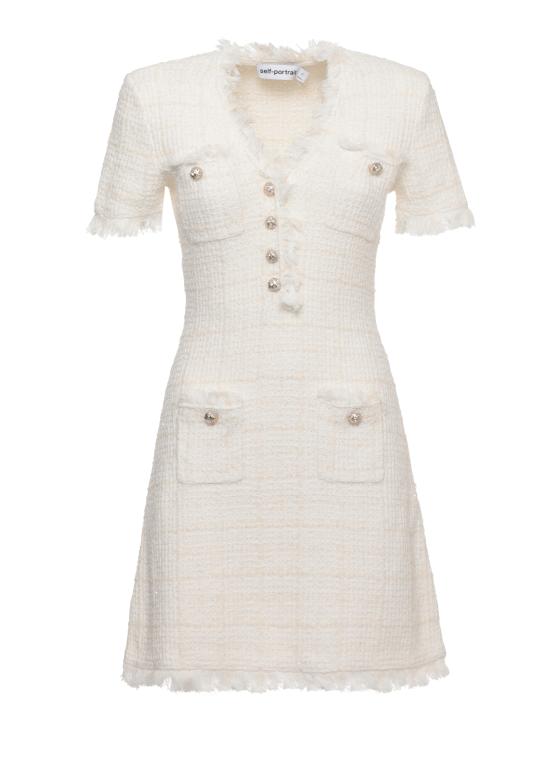 26FW 셀프 포트레이트 미디 원피스 AW26146SAC CREAM TEXTUREDCREAM Avorio