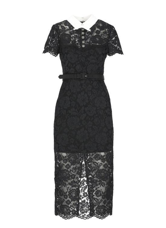 26FW 셀프 포트레이트 미디 원피스 AW26019MAB BLACK LACE CONTRASTBLACK