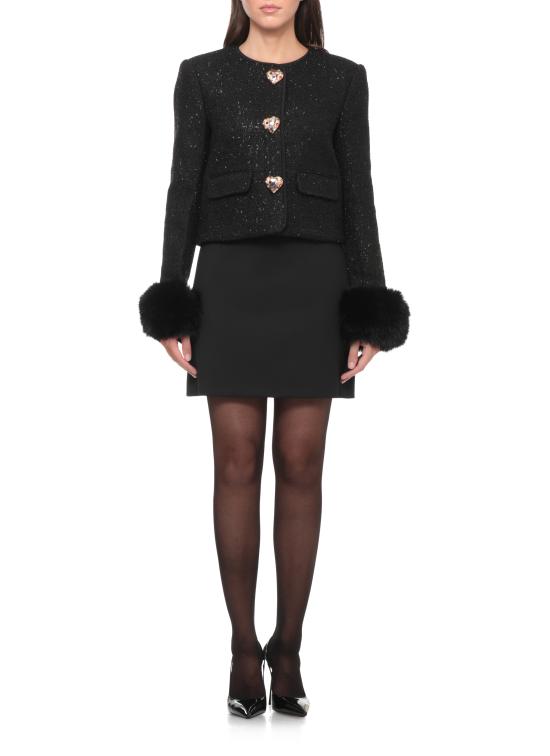 26FW 셀프 포트레이트 수트 자켓 AW26131JB BLACK METALLIC BOUCLE FURBLACK - SELF PORTRAIT