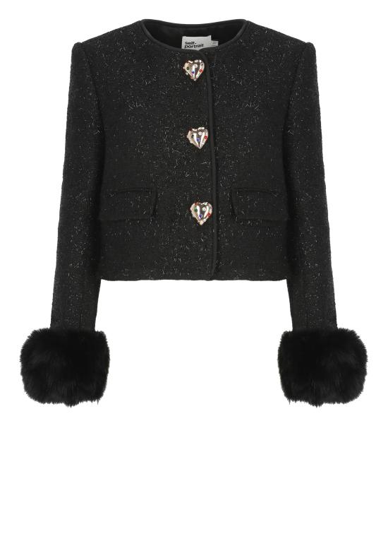 26FW 셀프 포트레이트 수트 자켓 AW26131JB BLACK METALLIC BOUCLE FURBLACK