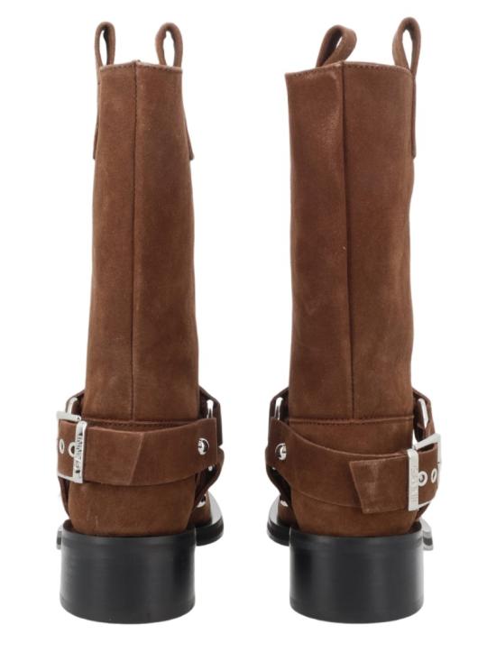 26FW 가니 미드 샤프트 바이커 스웨이드 부츠 B1010095 979 Brown - GANNI
