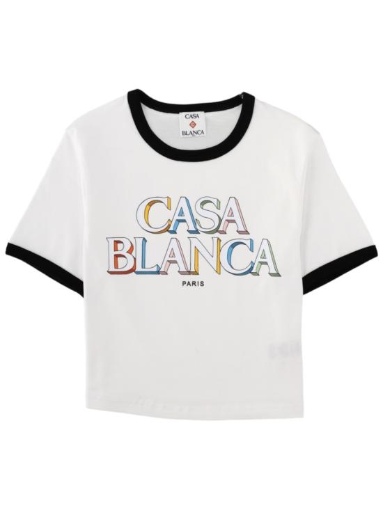 26FW 카사블랑카 탑 W PF26 JTS 010 023DSTACKEDLOGO White