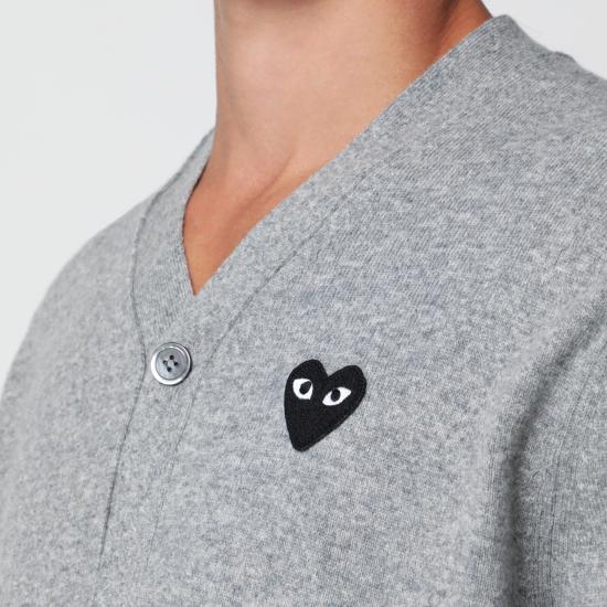 26FW 꼼데가르송 플레이 블랙 하트 니트 가디건 AXN024051WO Grey - COMME DES GARCONS