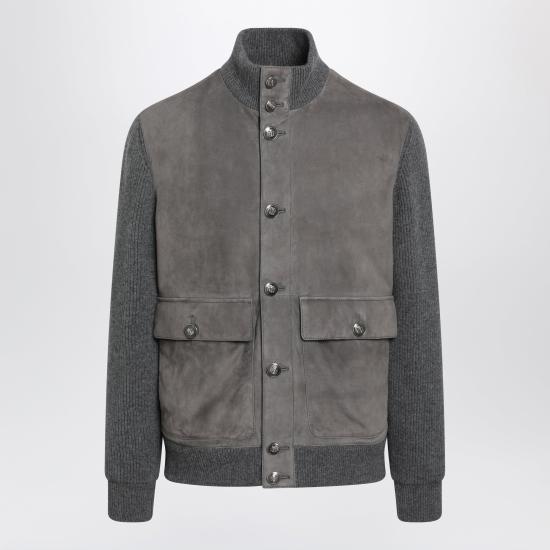 26FW 브루넬로 쿠치넬리 레더 봄버 자켓 MPCLF1955LE Grey